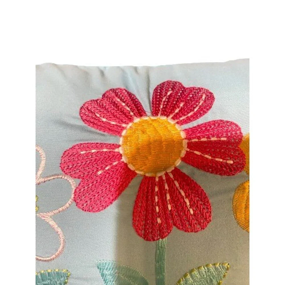 Decorative Pillow Embroidered Floral Accent Throw Pillow Home Decor